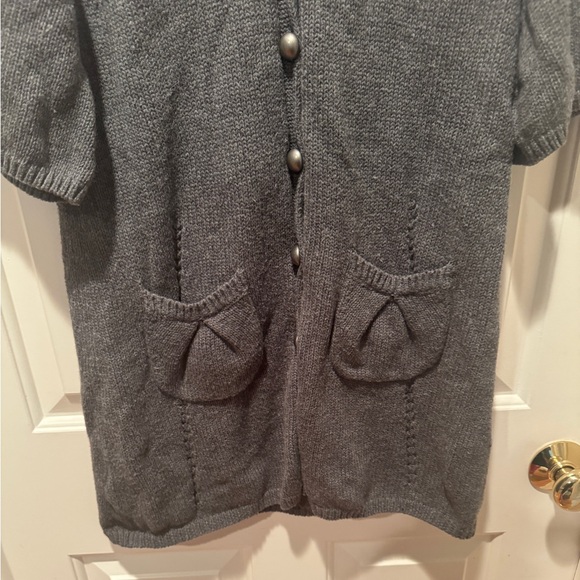 BCBGMaxAzria Gray Knit Short Sleeve Cardigan Sweater - Picture 7 of 10